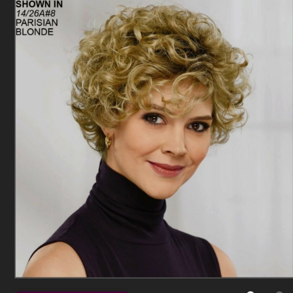 PAULA YOUNG SHORT CURLEY BLONDE WITH HL WIG!  NEW!